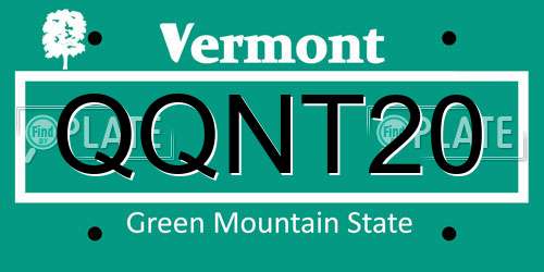 QQNT20 Vermont License Plate