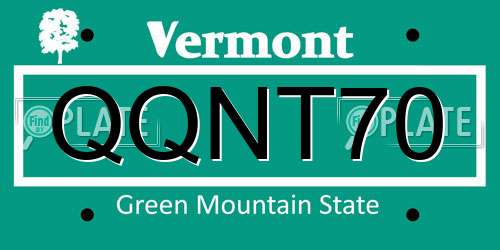 QQNT70 Vermont License Plate