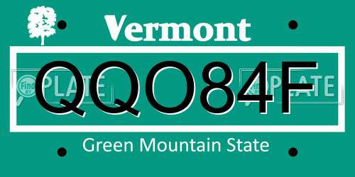 QQO84F Vermont License Plate
