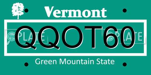 QQOT60 Vermont License Plate