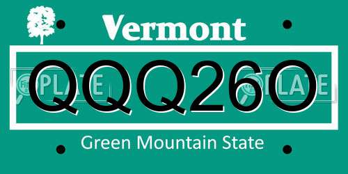 QQQ26O Vermont License Plate