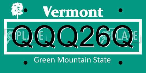 QQQ26Q Vermont License Plate