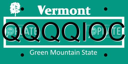QQQQIOC Vermont License Plate