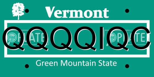QQQQIQC Vermont License Plate