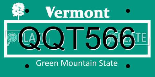 QQT566 Vermont License Plate