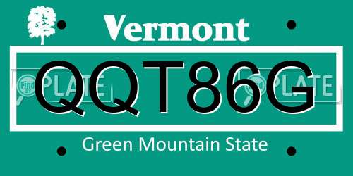 QQT86G Vermont License Plate