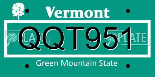 QQT951 Vermont License Plate