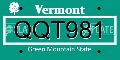QQT981 Vermont License Plate