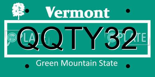 QQTY32 Vermont License Plate