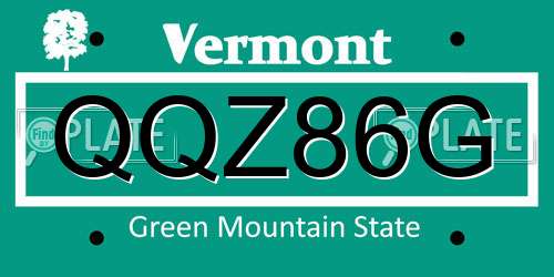 QQZ86G Vermont License Plate