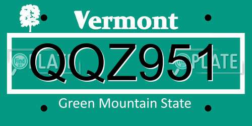 QQZ951 Vermont License Plate