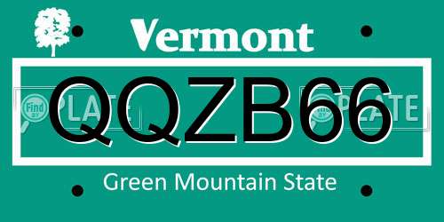 QQZB66 Vermont License Plate
