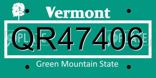 QR47406 Vermont License Plate