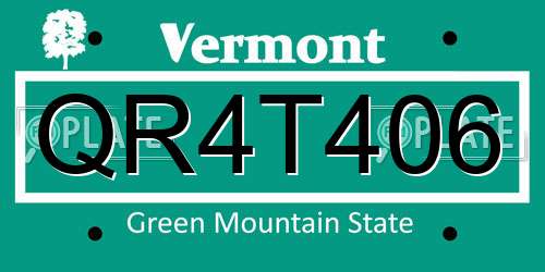 QR4T406 Vermont License Plate