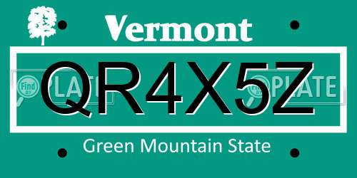 QR4X5Z Vermont License Plate