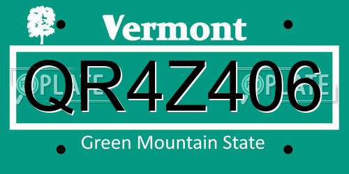 QR4Z406 Vermont License Plate
