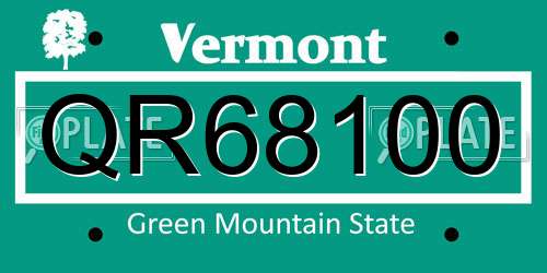 QR68100 Vermont License Plate