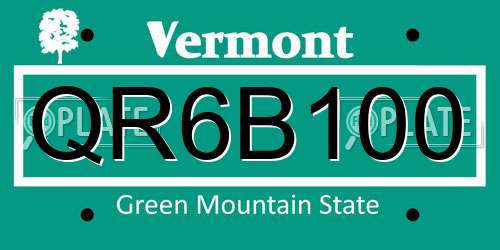 QR6B100 Vermont License Plate