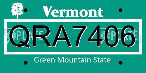 QRA7406 Vermont License Plate