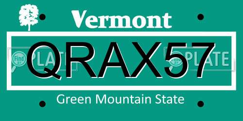 QRAX57 Vermont License Plate