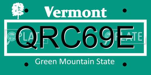 QRC69E Vermont License Plate