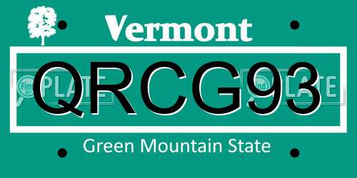 QRCG93 Vermont License Plate