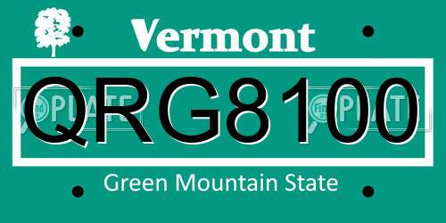 QRG8100 Vermont License Plate