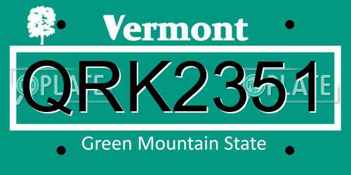 QRK2351 Vermont License Plate