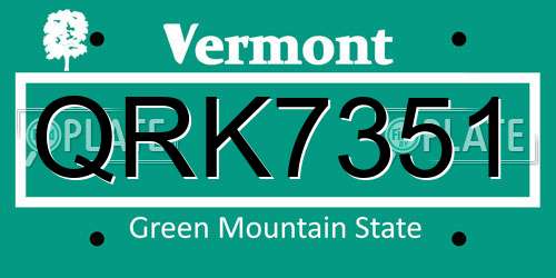 QRK7351 Vermont License Plate