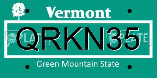 QRKN35 Vermont License Plate