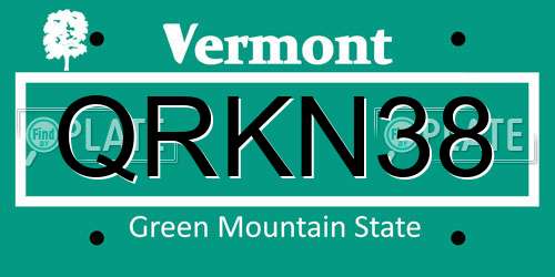 QRKN38 Vermont License Plate