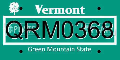 QRM0368 Vermont License Plate