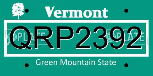 QRP2392 Vermont License Plate