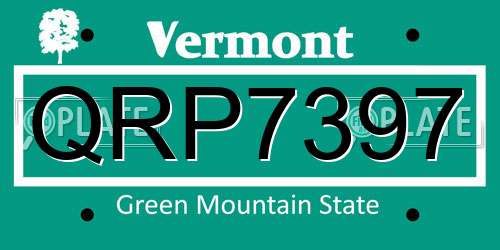 QRP7397 Vermont License Plate
