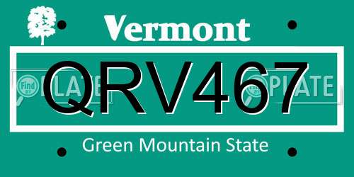 QRV467 Vermont License Plate