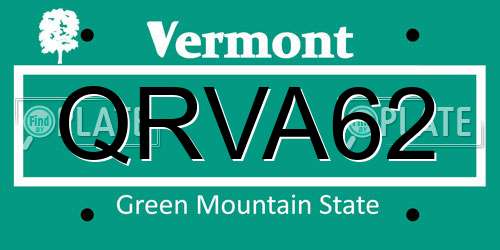 QRVA62 Vermont License Plate
