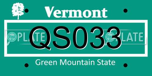 QS033 Vermont License Plate