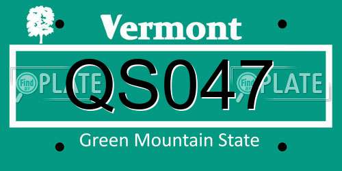 QS047 Vermont License Plate