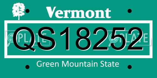 QS18252 Vermont License Plate