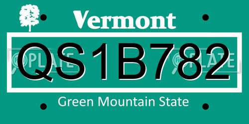 QS1B782 Vermont License Plate