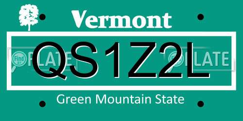 QS1Z2L Vermont License Plate