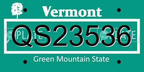 QS23536 Vermont License Plate