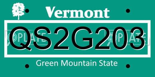 QS2G203 Vermont License Plate