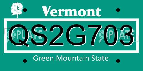 QS2G703 Vermont License Plate