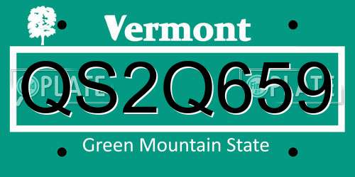 QS2Q659 Vermont License Plate