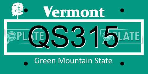 QS315 Vermont License Plate