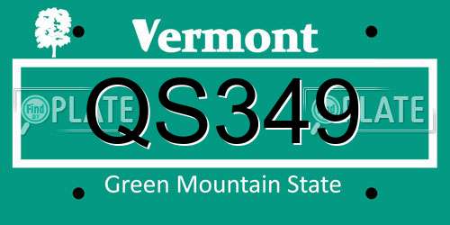 QS349 Vermont License Plate