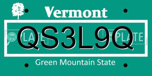 QS3L9Q Vermont License Plate