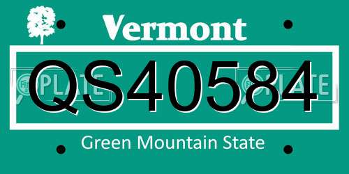 QS40584 Vermont License Plate