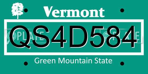 QS4D584 Vermont License Plate